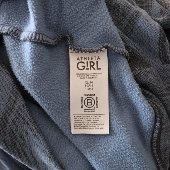 Athleta Girl In Your Element XL/14 Blue Hooded Pocket Pullover Fleece Sweater - Picture 13 of 16